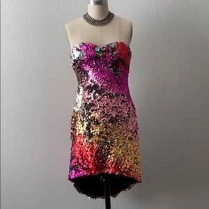 Alyce Sequined hi-lo cocktail dress